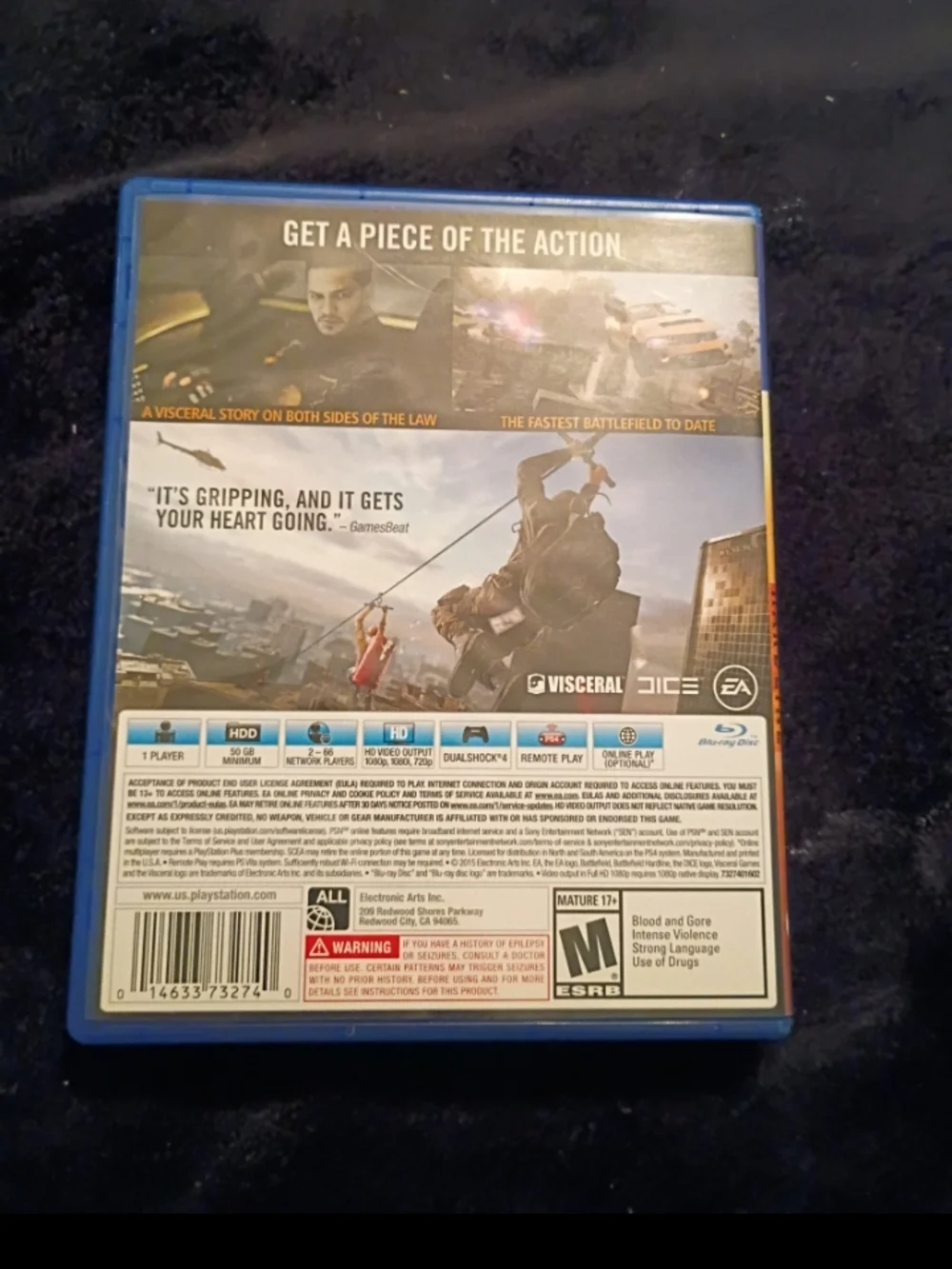 Battlefield Hardline PlayStation 4 game in good condition.